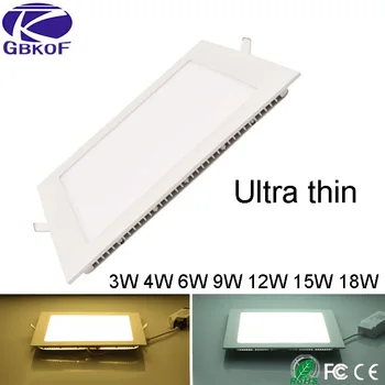 

AC85-265V Ultra Thin Design 3W 6W 9W12W 15W 18W LED Surface Ceiling Recessed Grid Downlight Square LED Panel Light free shipping