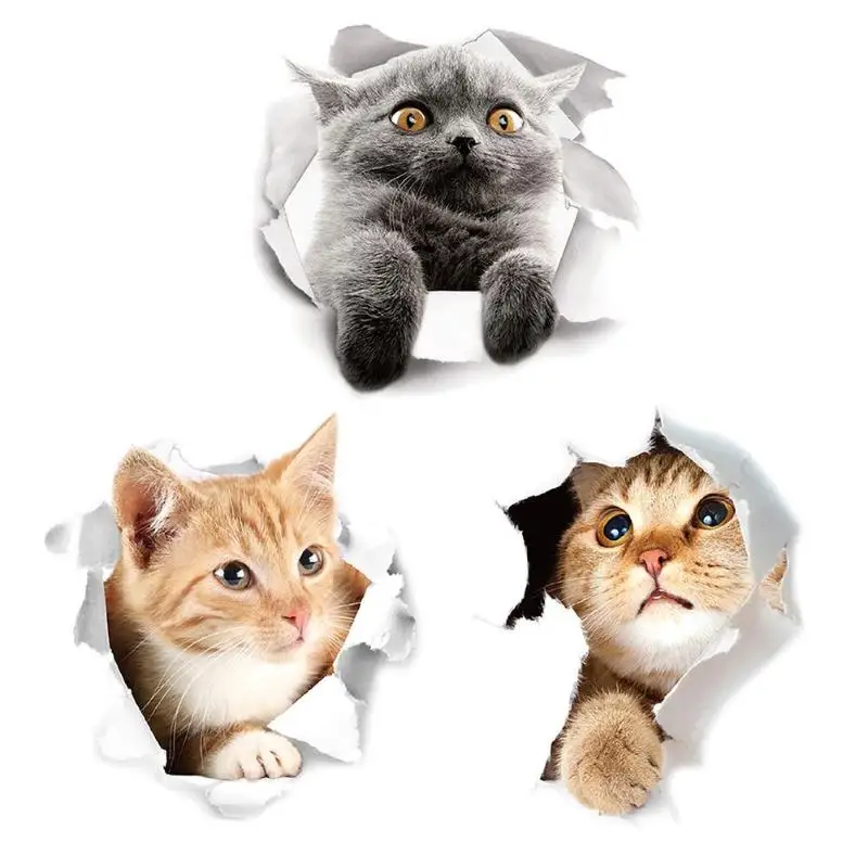 Мультяшные животные 3d наклейки для туалета s на сиденье для унитаза милые кошки ПВХ наклейки на стену ванная комната холодильник дверь Декор наклейки s наклейки