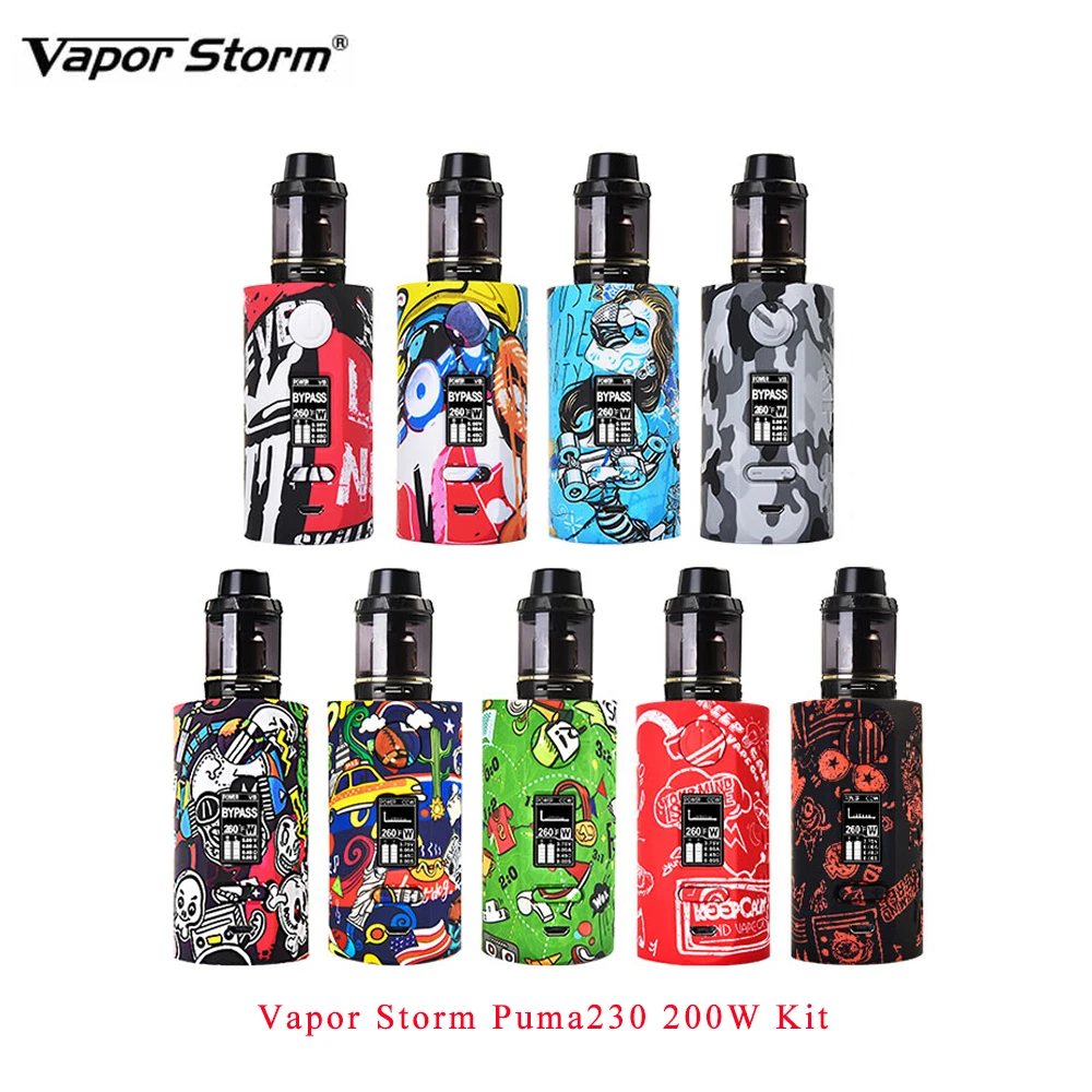 

Original Vapor Storm Puma230 200W Kit Electronic Cigarette mod E cigarette with 2/6ml hawk tank vaporizer atomizer by 18650