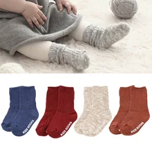 13 Цветов хлопок Детские носки для мальчиков и девочек детские Нескользящие носки толстые Утепленная одежда зимние тапочки ботильоны шерстяной носок для От 0 до 4 лет