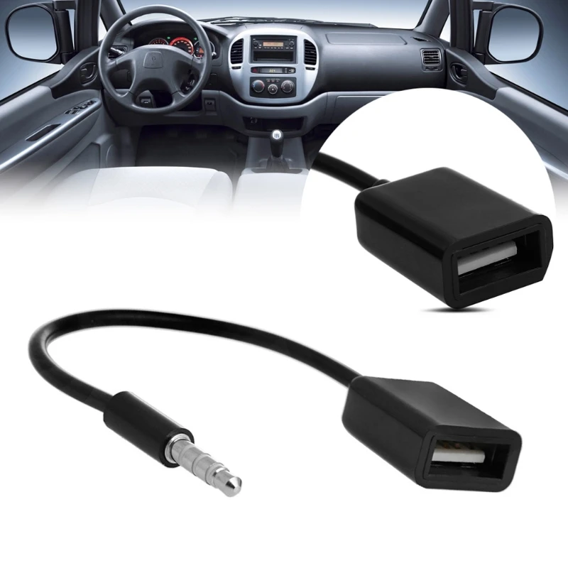 

3.5mm Male AUX Audio Plug Jack To USB 2.0 Female Converter Cable Cord Fr Car MP3