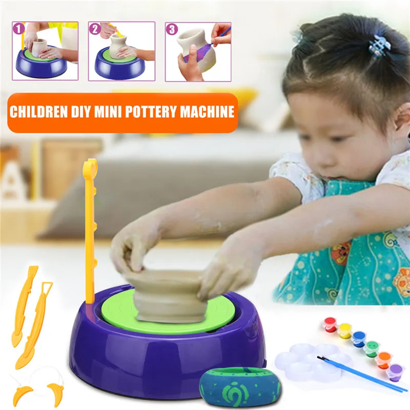 

Mini DIY Handmake Ceramic Pottery Machine Pottery Wheels Kids Arts Craft Educational Gift Toy For Children Operational Capacity