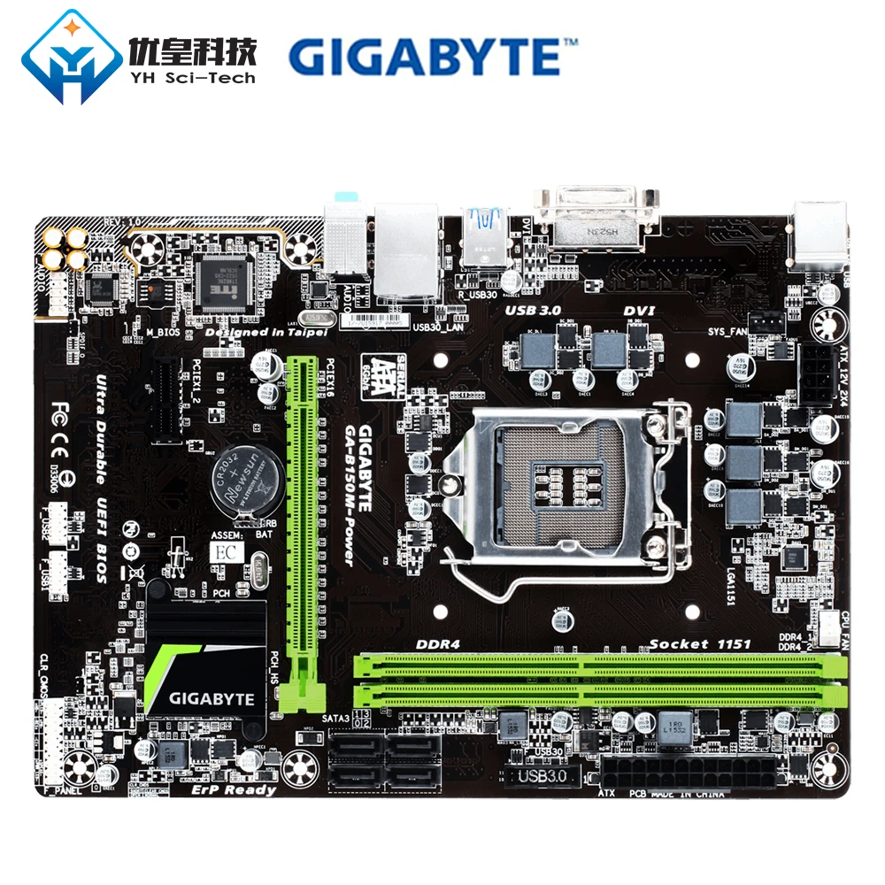 Best Price Original Used Desktop Motherboard Gigabyte GA-B150M-Power B150 LGA 1151 Core i7 i5 i3 DDR4 32G SATA3 USB3.0 VGA DVI Micro-ATX