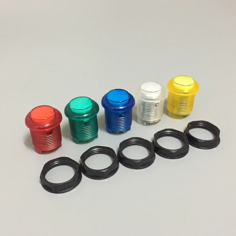 

5pcs of Arcade HAPP Style 5V Lit Illuminated Push Button with Built-in LED Lamp Micro-switch 5 colors Available