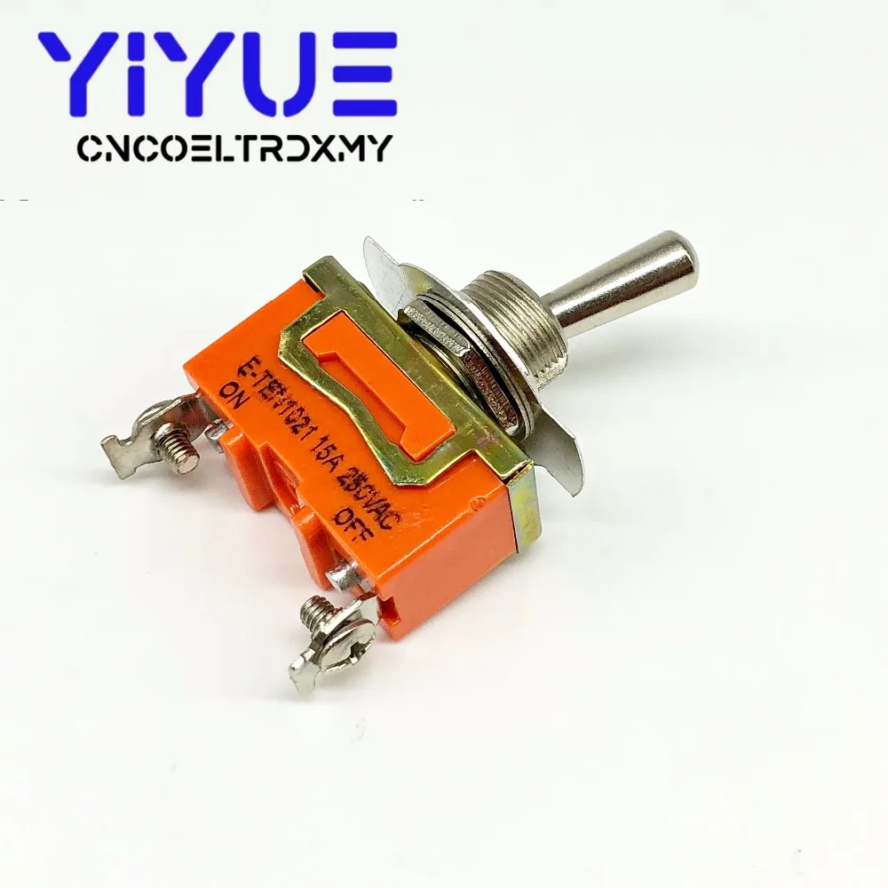 2pcs E-TEN1021 2-Pin SPST 2 Terminal ON-OFF 15A 250V Toggle Switch orange (4)