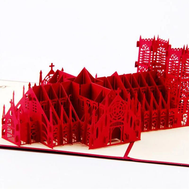  3D Paper Sculpture Westminster Cathedral Folding Invitation Card Decorative Craft Paper Festive Par - 32811517898