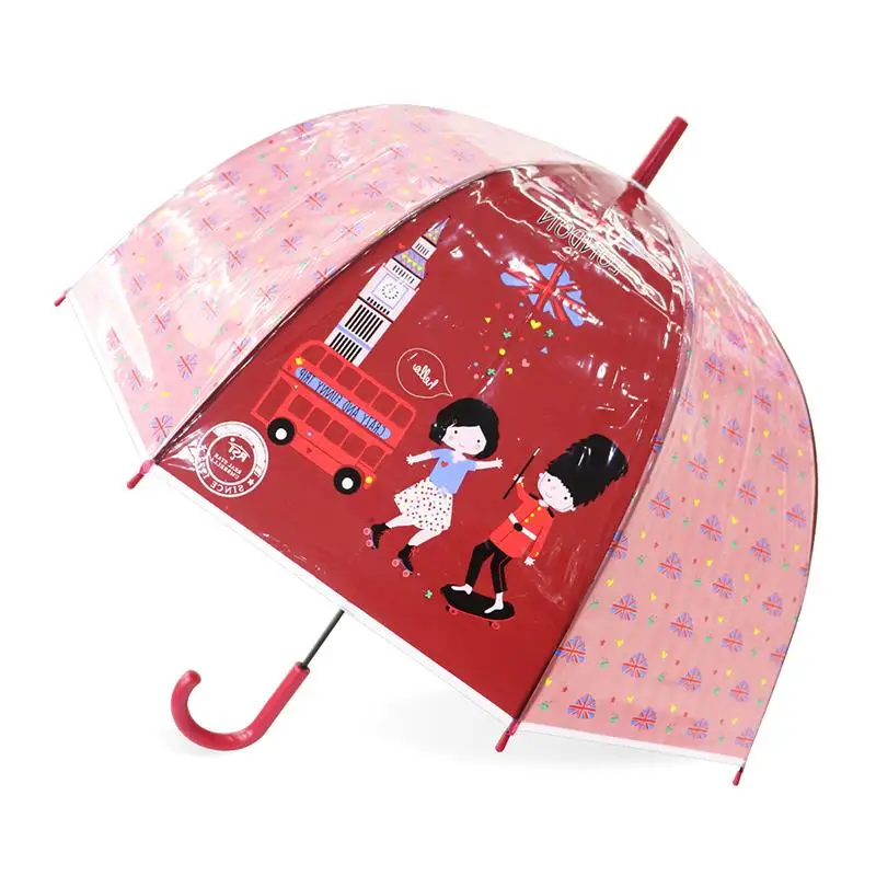 Детский зонтик с единорогом, Прозрачные Зонтики, детский лазерный Зонтик, Милый мультяшный альпака, зонты для девочек, Сакура, Прямая поставка - Цвет: Bus Red
