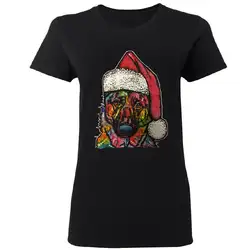 Рождество Санта собака супер мило Для женщин футболка уродливый свитер подарок футболка напечатанная Топы Лидер продаж Футболки Игра