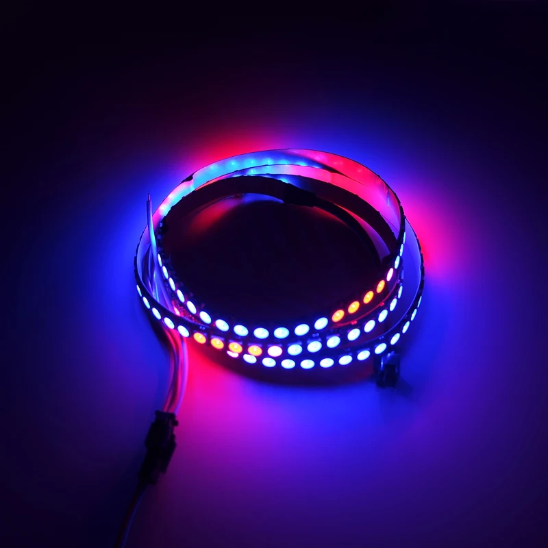 RGB WS2812 Светодиодная лента 50 см 1 м 2 м 3 м 5 м полноцветная 15 30 144 светодиодов постоянного тока 5 В водонепроницаемая светодиодная лента для изменения цвета мечты