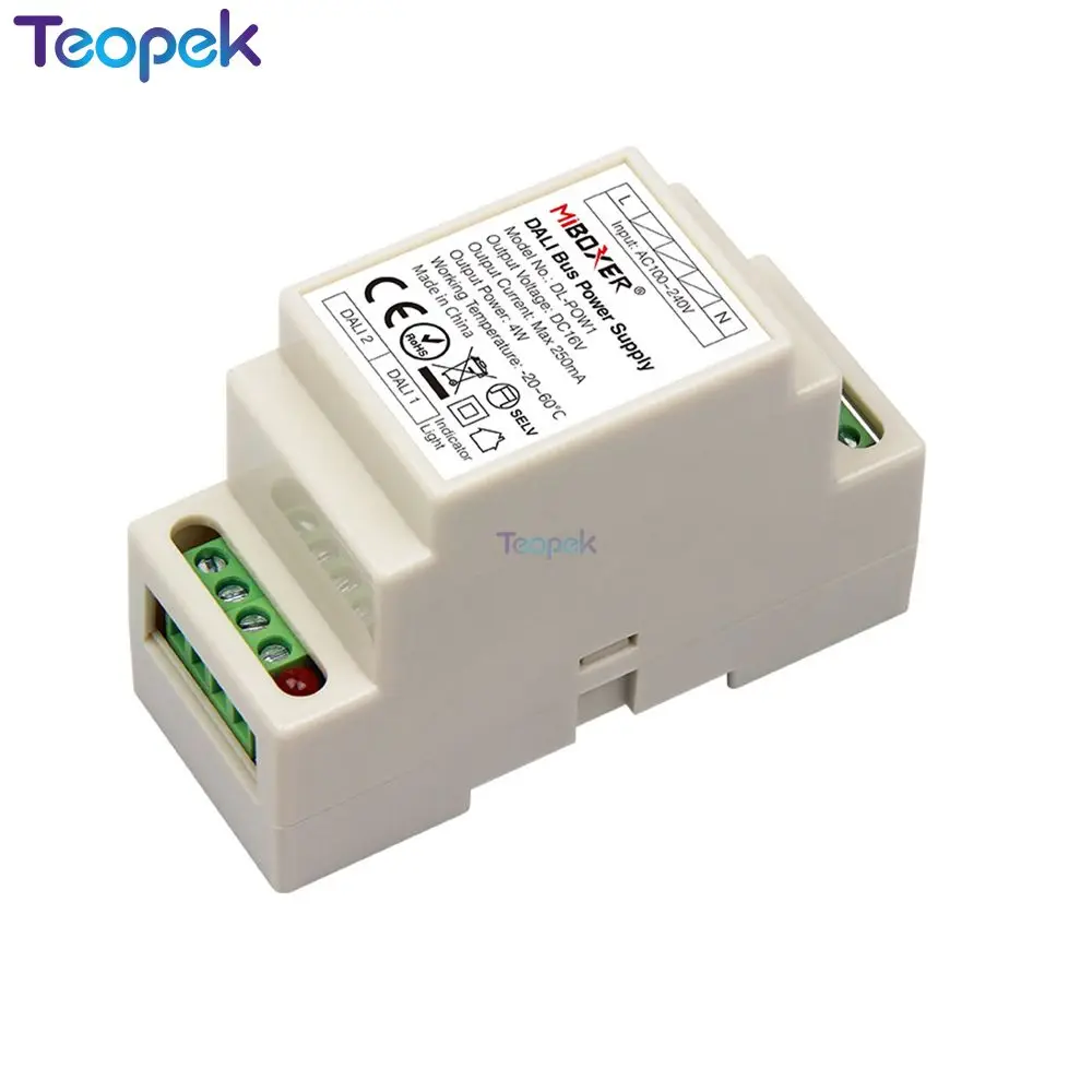 Miboxer с цифровым адресным интерфейсом автобус Мощность питание Din Rail DL-POW1 DC16V 4 Вт Max250mA AC 110V 220V с цифровым адресным интерфейсом RGB CCT светодиодные светильники трансформатор