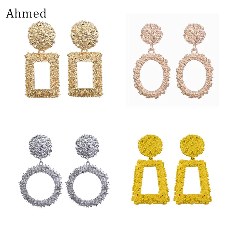 Мода от Ahmed большие металлические серьги из сплава для женщин 2019 эффектные