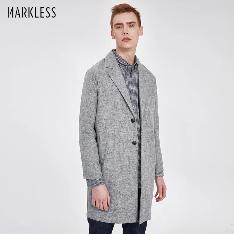 Markless 2018 Trench Coat Men's Brand Clothing Fashion Long Trench Jackets erkek mont casaco masculino Men Windbreaker Overcoat