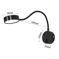 Black Silver 3W 5W 7W LED Reading Wall Lamps With Switch AC85-265V Modern Bedroom Bedside Lamp Light Body Hose Angle Adjustable 2