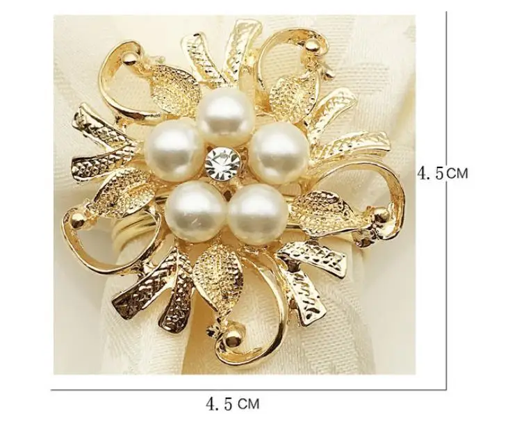 

30pcs/lot Hotel Napkin Ring Napkin Holder Round Flower Pearl Napkin Buckle Christmas Wedding Party Napkin Circle Decoration