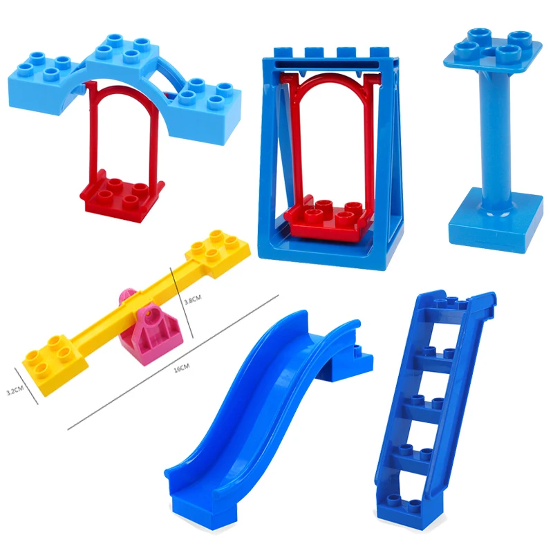 

1PCS Big Size Swing Slide Stairs Seesaw Figures Accessories Building Block Brick Compatible Duplos Educational toys for children