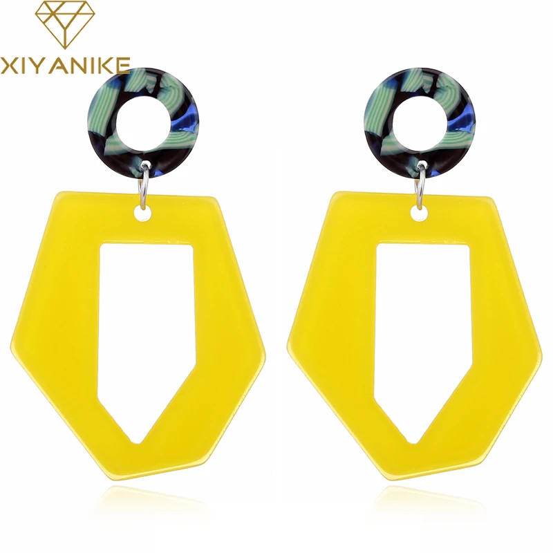 XIYANIKE 2018 новый дизайн хит цветные акриловые висячие серьги Нерегулярные