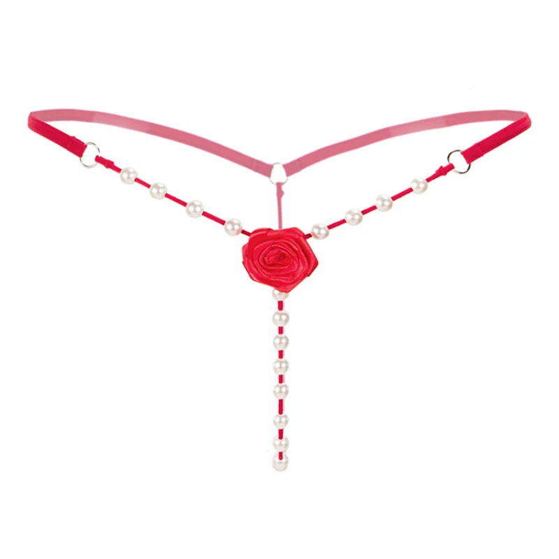 Super Sexy Pearl Lingerie Women C String Flower Thongs G String