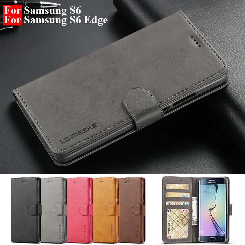 

For Samsung S6 Case Leather Vintage Phone Cases On Samsung Galaxy S6 Cases Flip Wallet Cover For Telefoon Hoesje Samsung S6 Edge