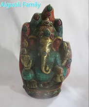 Collection Tibetan gilt imitation turquoise copper Buddha hand shape elephant god statue/old Buddhism sculpture