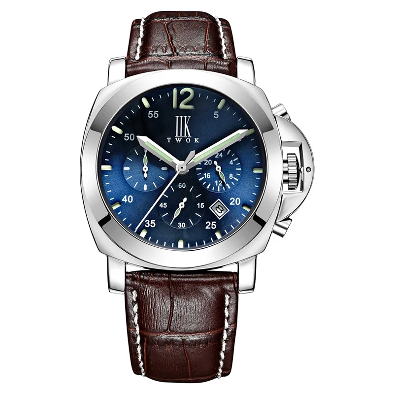

Sports Men's Watch Multi-Function Three-Eye Quartz Wristwatches Business Leather Student Watches Relogio Free Shipping Sale
