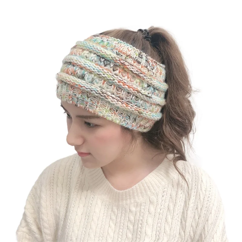 New Headwear Knitted Crochet Headband Turban Winter Ear Warmer Headwrap Elastic Hair Band for Women's Wide Hair Accessories