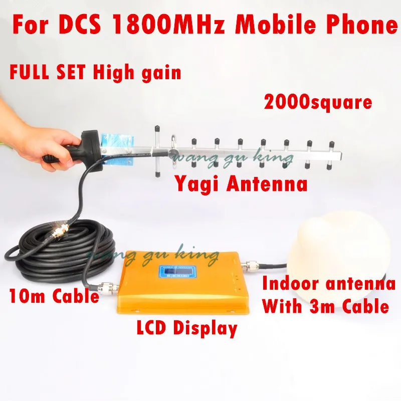 

LCD GSM Repeater 1800 mhz Repetidor De Celular 1800mhz 65dB 4G LTE Mobile Phone Signal Booster Amplifier With Antenna Full Sets