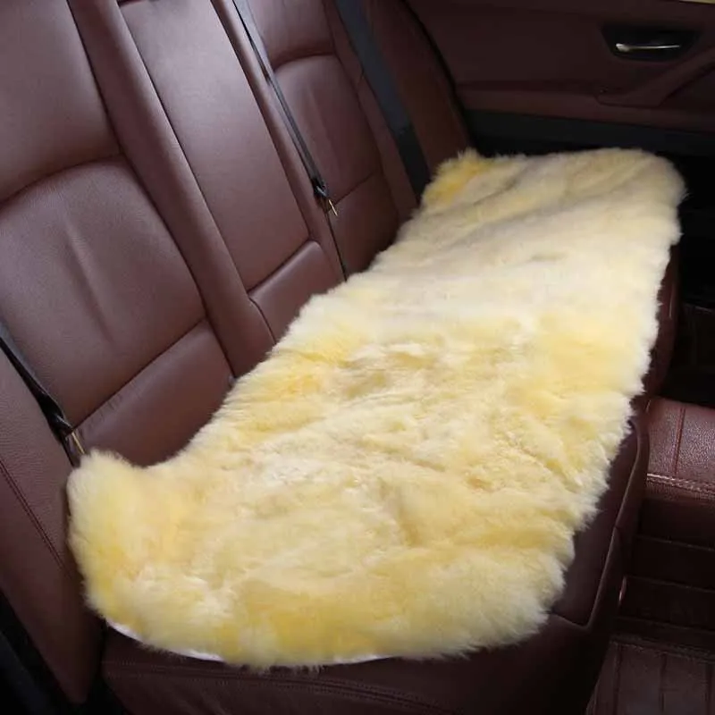 AUTOROWN Car Seat Cover Set Cushion Universal Size Basic Function Natural Sheepskin Long Fur Super Soft Auto Accessories - Название цвета: Цвет: желтый