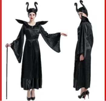

female witch cosplay Sleeping curse costumes Adlut Maleficent Cosplay halloween party Costumes Cinderella Witch Clothes Dress