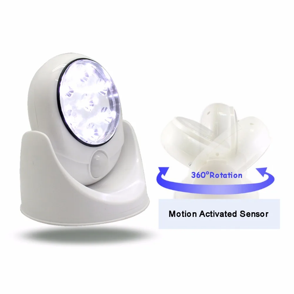 

Led Night Light Bulb Lamp Motion Sensor Nightlight Wall Lamp Wireless 360 Degree Rotation Angle White Body With Retail Box JQ