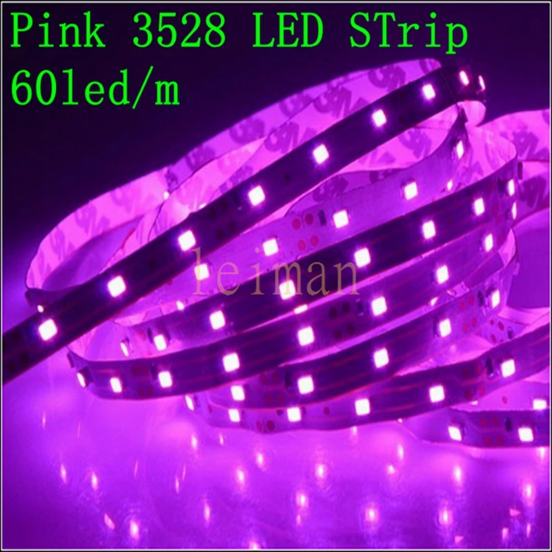 Розовый цвет Светодиодные ленты DC12V 5 м 60 Светодиодный/M 2835 3528 SMD 300 светодиодный s гибкий свет светодиодный ленты дома