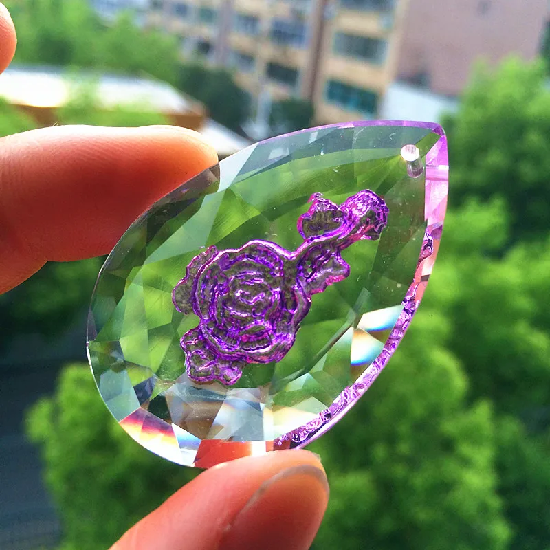 

12pcs 50MM violet Crystal Rose Pendants Crystal Chandelier Parts lighting prism suncatcher pendants ,glass curtain accessories