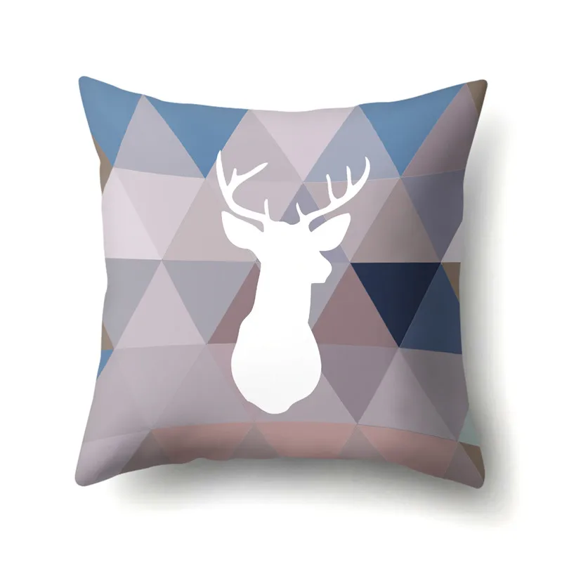 Geometric Animals Printed Diamond Cushion Cover 45x45cm Polyester Rabbits Throw Pillow Covers Cushions Home Decor Pillowcases