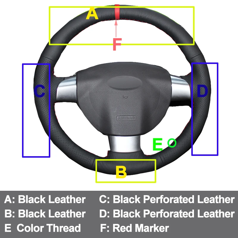 HuiER чистая ручная швейная шьевая чехол рулевого колеса автомобиля красный маркер для Ford Focus 2 2005-2011(3-спицевый) фокус 3 Фокус RS 2008-2011