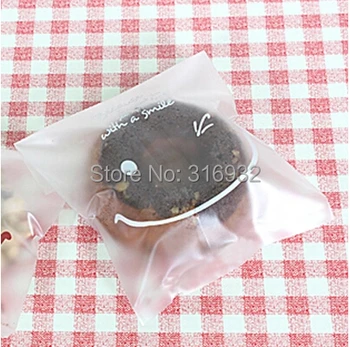 

E1 Transparent Smile style 14*14cm self-adhesive plastic bags for biscuits snack baking package 95pcs/lot
