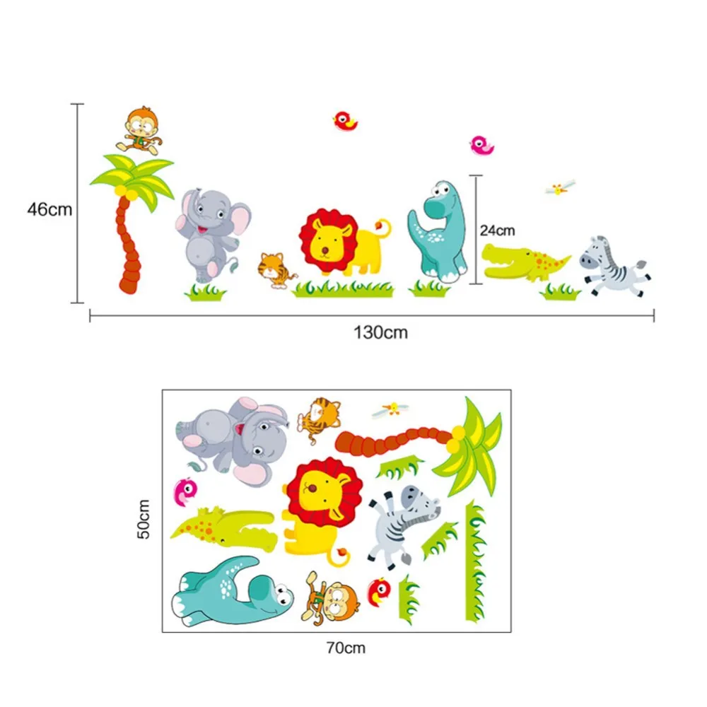 Мультяшные джунгли дикие животные DIY 3D винтажные обои виниловые наклейки на стену для детской комнаты детские настенные художественные наклейки украшение дома