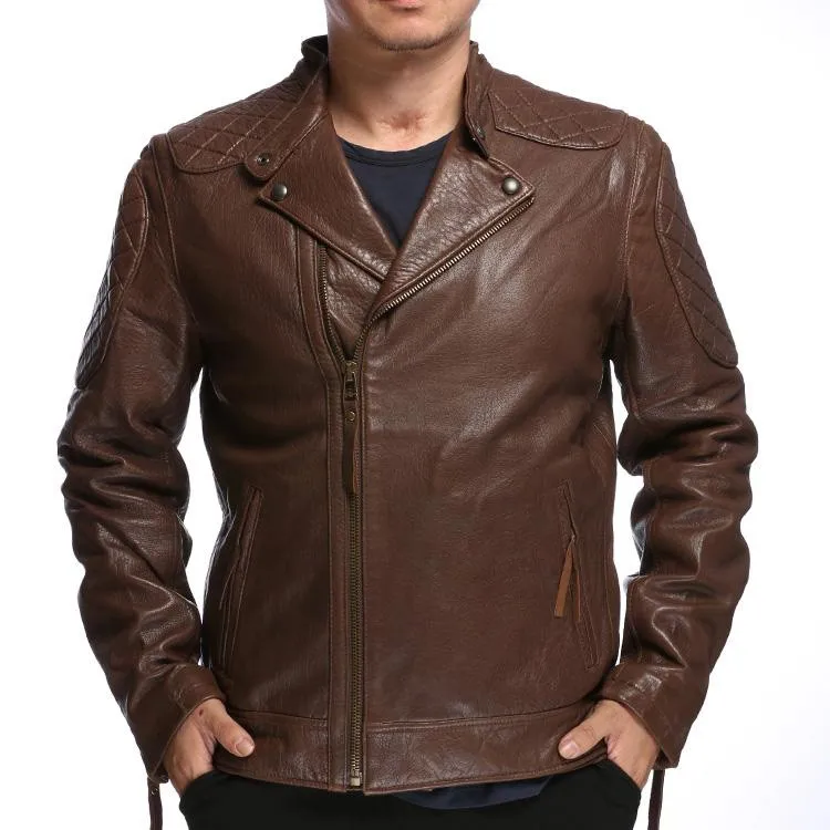 Однотонные Черные натуральная кожа куртка мужчин Slim Fit коричневая дубленка кожаная куртка мужская тонкий кожаный ветер куртка мужчины в Корейском стиле