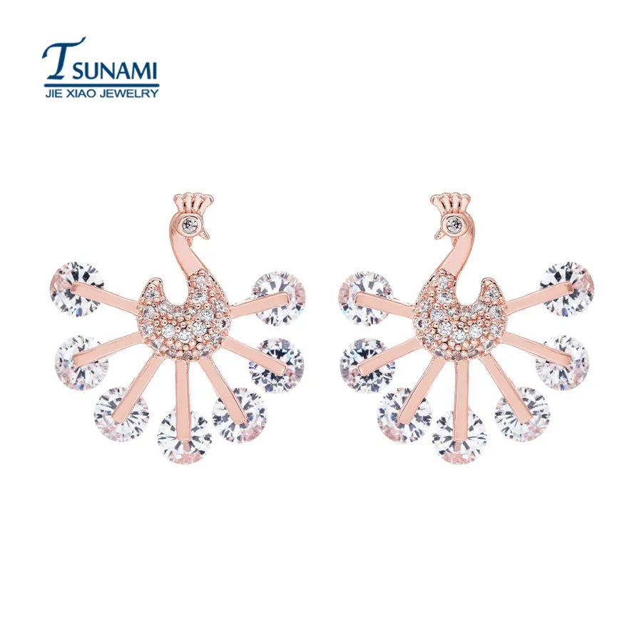 New fashion phoenix rose gold zircon earrings Female friends party style jewellery Women preferred zircon earrings