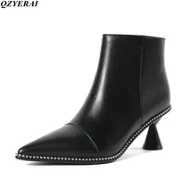 

QZYERAI 2018 New Style Fashionable Style Boots Genuine Leather Boots Popular Thermal Women's Shoes