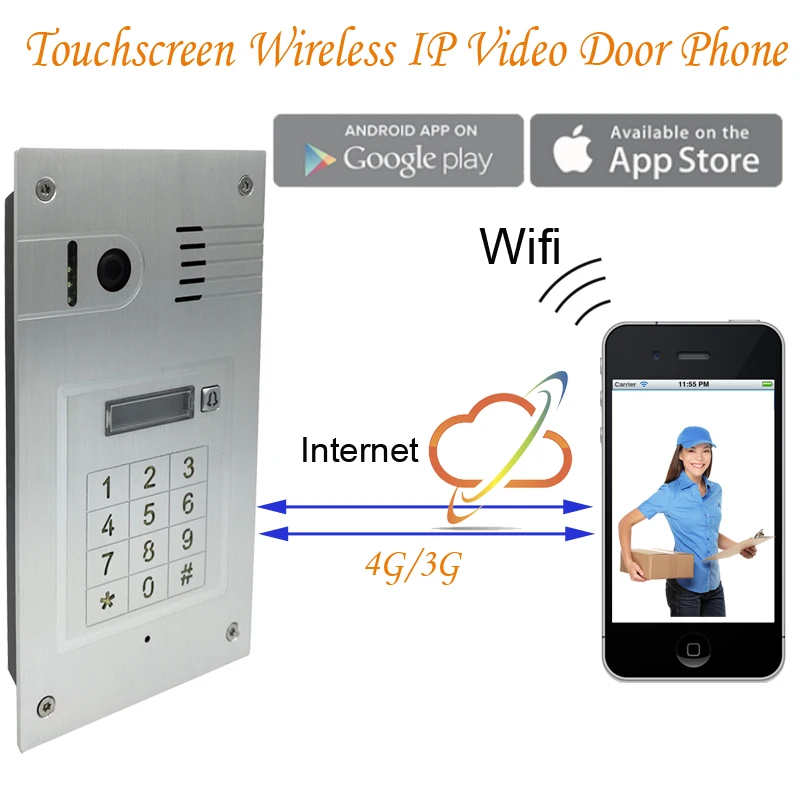 Remote monitor Wifi video door phone doorbell Wireless ip HD camera Intercom System embedded wall