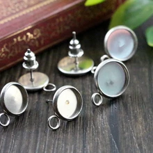 Никогда не выцветает) 8 мм и 10 мм 20 шт./лот серьги из нержавеющей стали, серьги пустые/основание, подходят 8 мм и 10 мм стеклянные кабошоны