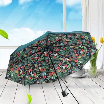 

Brazil jungle Painting Original Design Umbrella Rain Women Creative Retro Pattern 3Folding Lady Woman Umbrella Parasol Paraguas