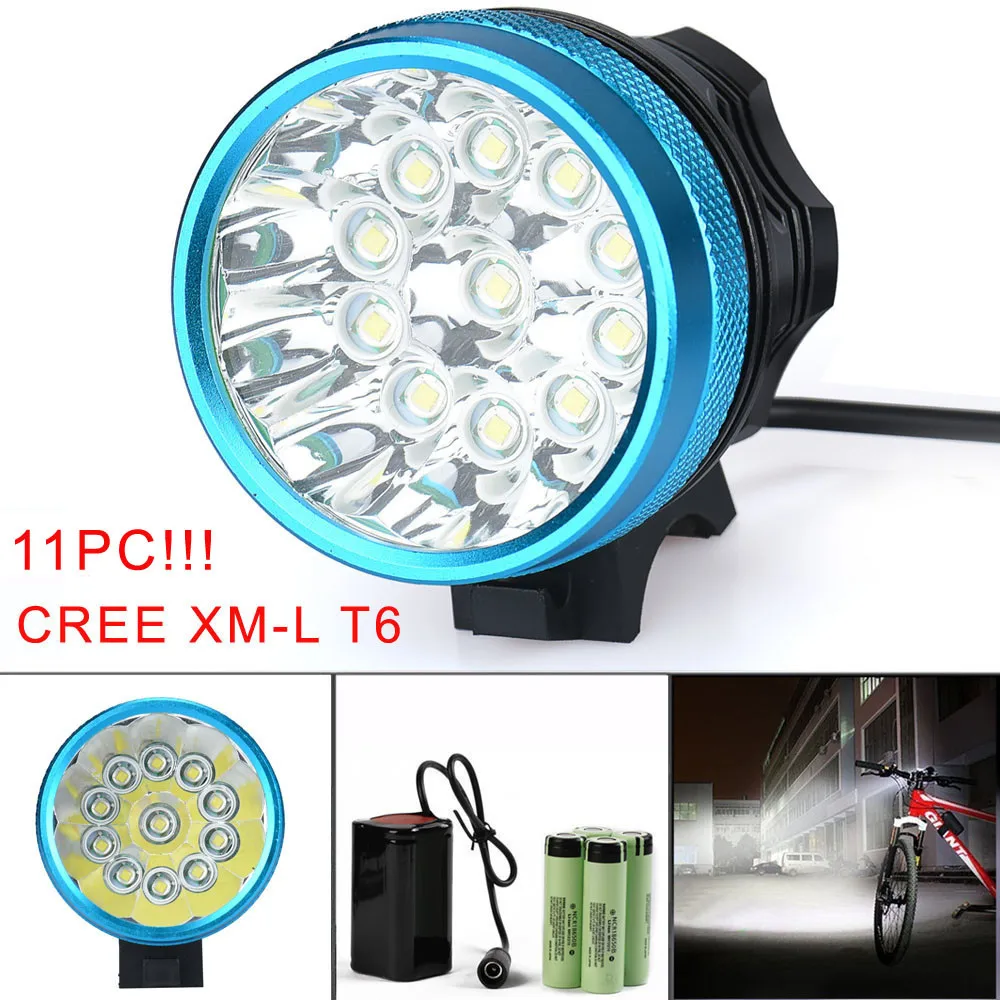 28000LM 11 x CREE XM-L T6 светодиодный 6x18650 велосипедный фонарь водонепроницаемый фонарь