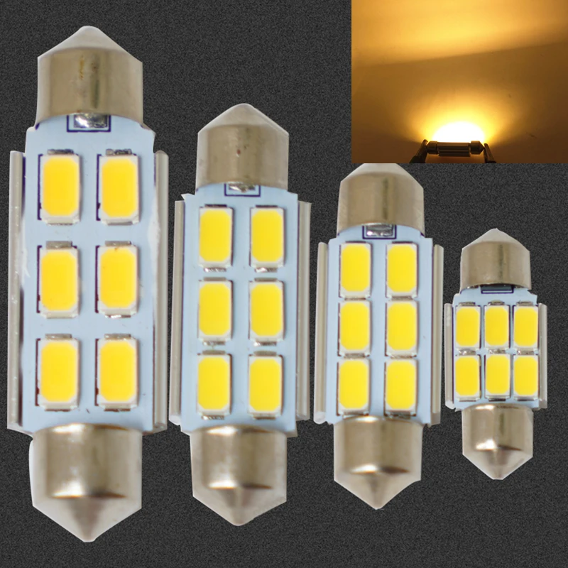 CANBUS 4300K теплый белый 31 мм 36 39 41 6SMD светодиодный купол Festoon номерной знак крыша