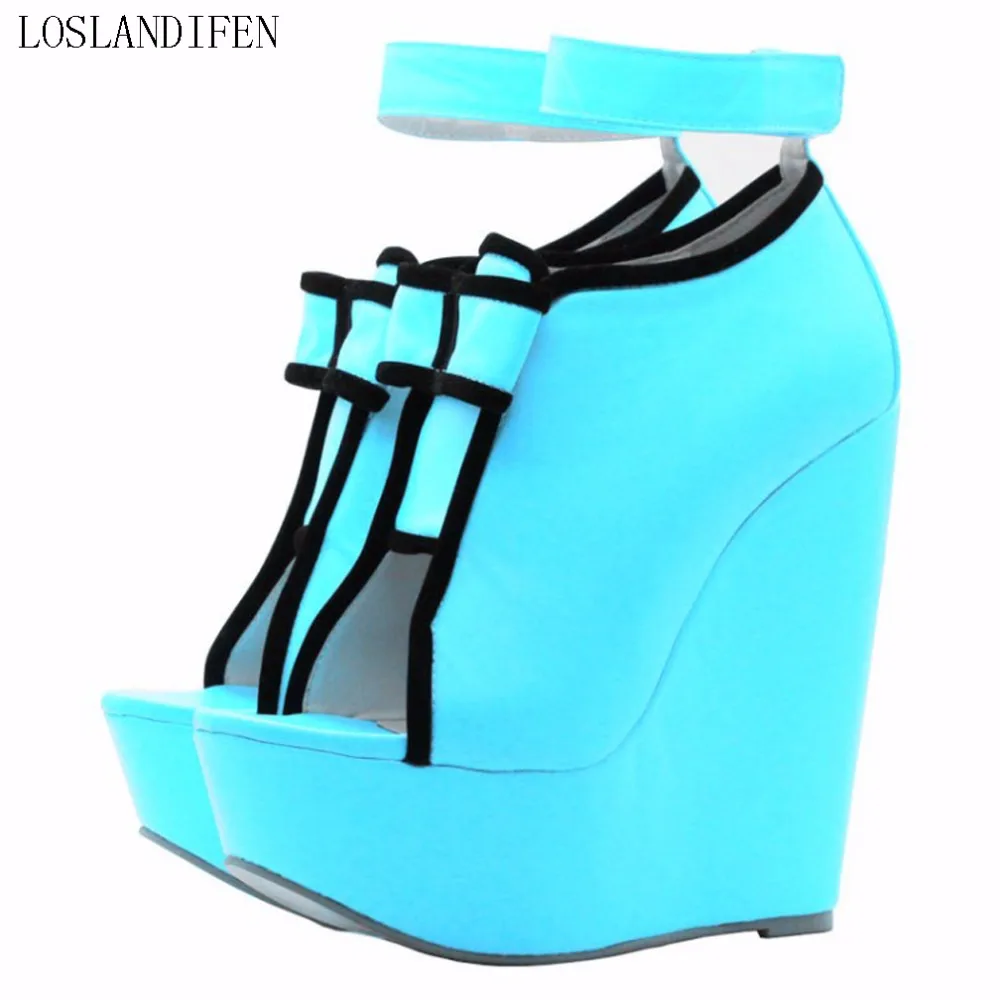 toe Main Classique Nouveau Partie Wadge La Femmes Grande Fabriqués X1813 Mode Taille À Fdem Chaussures Style Pompes Talon Cheville Sangle Peep Robe rPPx75qX