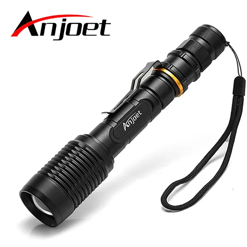 

Anjoet powerful flashlight zoomable lantern 5000LM XM-T6 LED Waterproof Lighting Tactical Police LED Torches Bike lights 18650