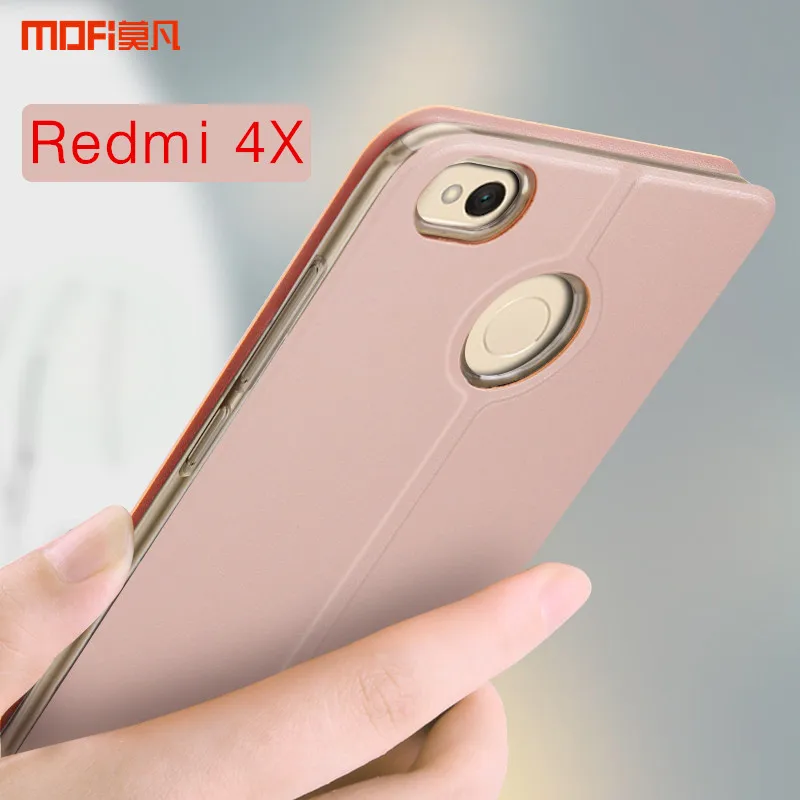 

Redmi 4X case cover flip case rose gold for xiaomi redmi 4x cover MOFi Redmi4X PU leather holder kickstand rose gold pink 5.0"