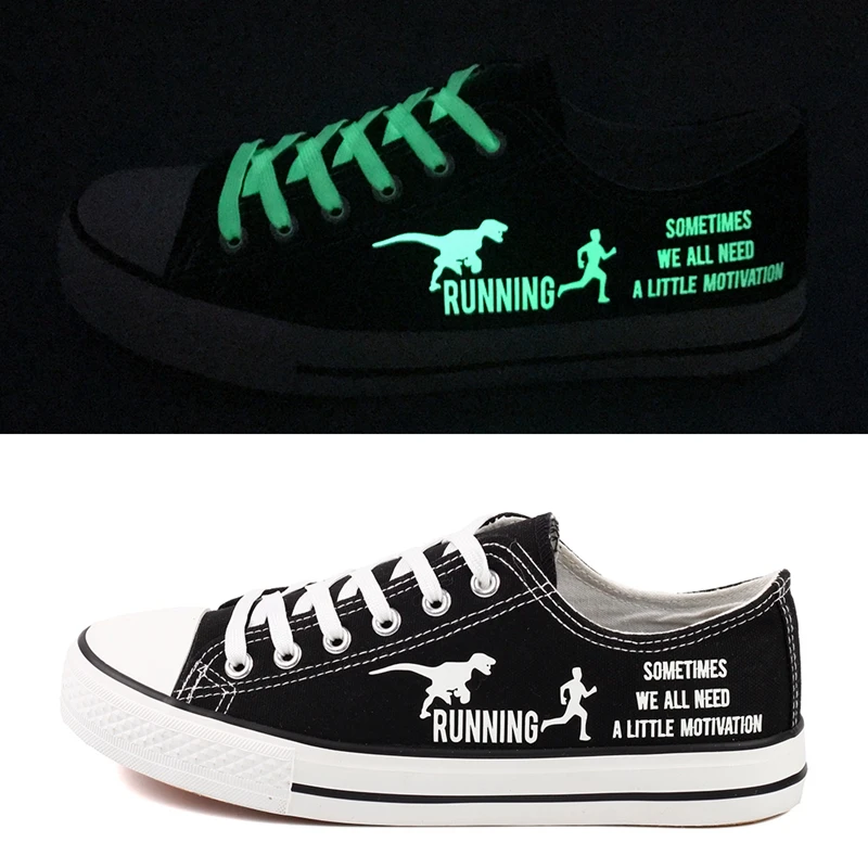 

E-LOV Men Canvas Shoes Funny Print Sometimes We All Need A Little Motivation Glow In Night Luminous Casual Espadrilles