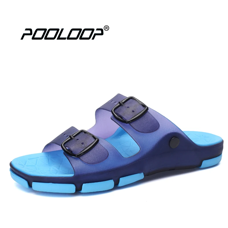 

POOLOOP Slip On Summer Mens Sandals EVA Comfortable Outdoor Beach Shoes Boys Casual Garden Clogs Shower Jelly Sandals birken