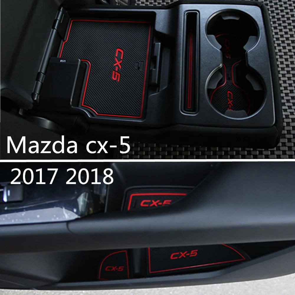 

For Mazda CX-5 CX 5 CX5 2017 2018 Gate Slot Pad Non-slip Cup Mats Anti Slip Door Groove Mat Interior Car Styling Accessories LHD