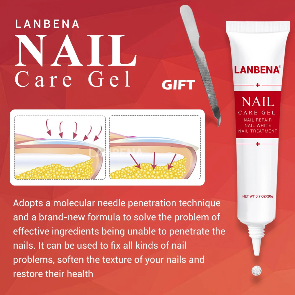 LANBENA, 2 шт., средство для лечения грибка ногтей, набор, гель для ухода за ногтями+ восстанавливающая эссенция, удаляет онихомикоз, ноготь, питает рост